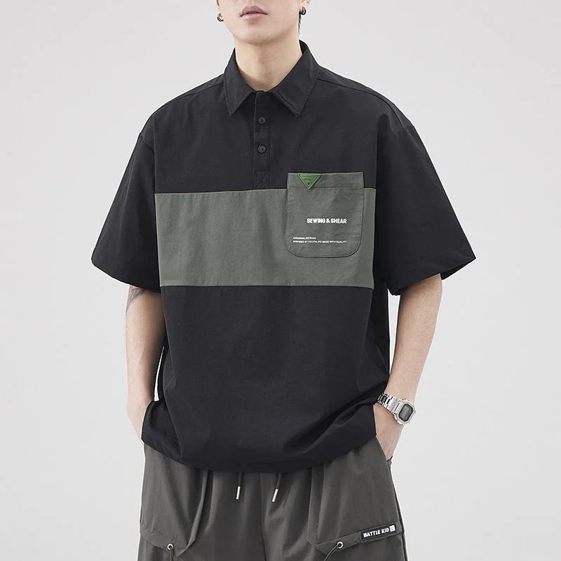 Men's Bamboo Fiber Shirts for Softness and Breathability#A129-Z845# 日系潮品短袖恤衫