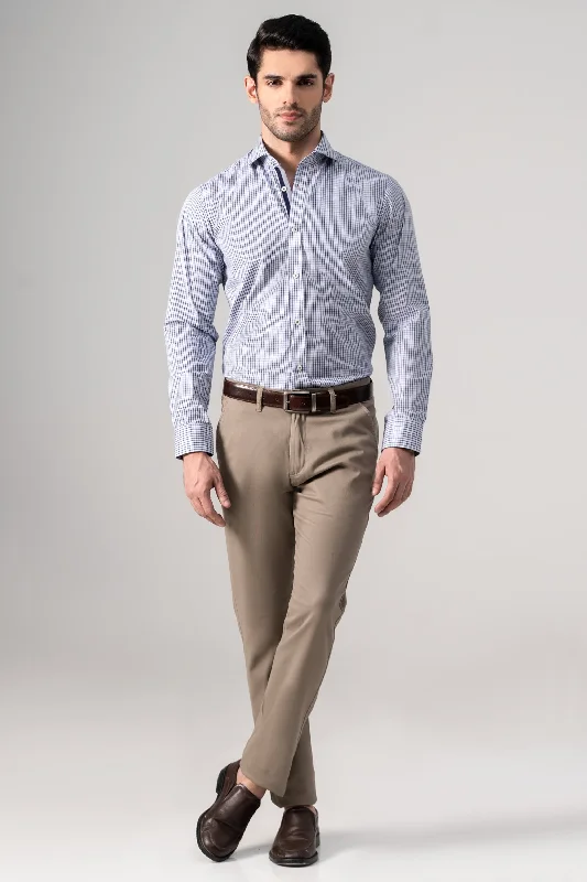 Men's Plaid Shirts for a Country CharmSEMI FORMAL SHIRT NAVY WHITE CHECK