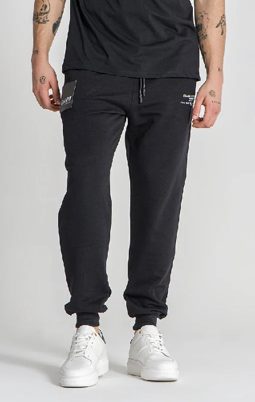 Men's Pants with Logo EmbossmentsBlack Feel Loose Joggers