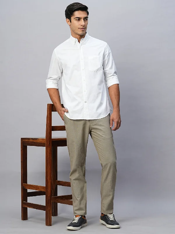 Men's Pants with Logo EmbossmentsMen's Khaki Cotton Slim Fit Pant