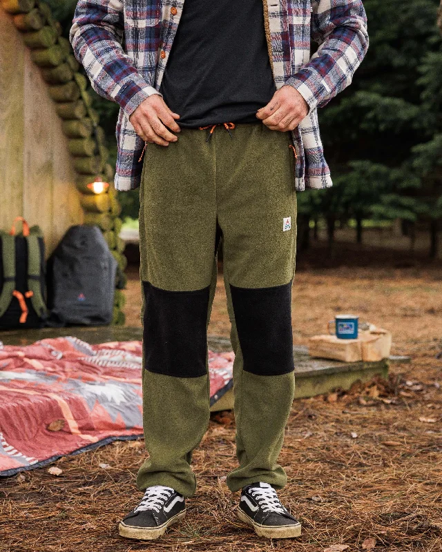 Men's Pants with Pleated FrontsRecycled Polar Fleece Jogger - True Black/Khaki Green
