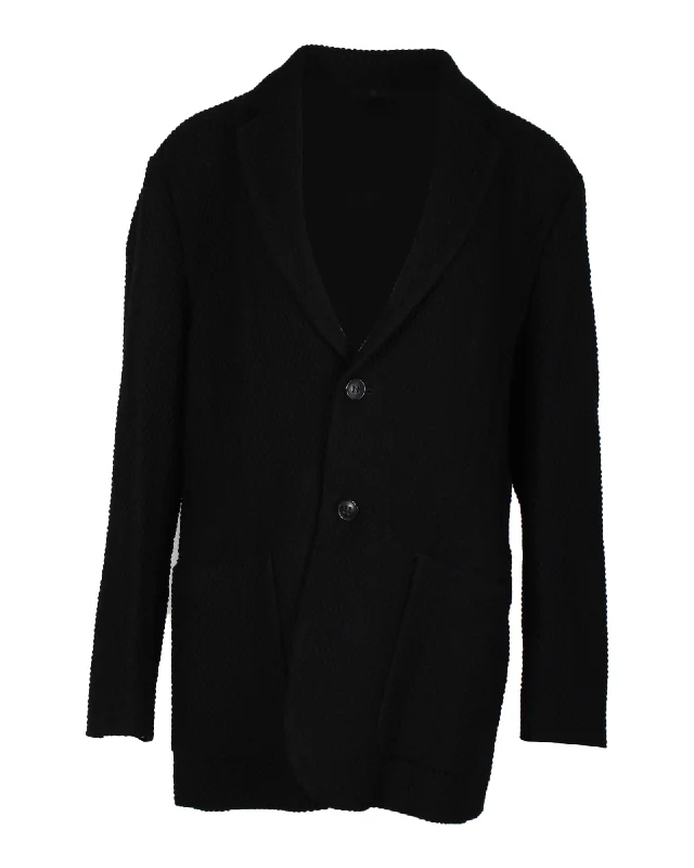 Men's Coats with Quick-Dry FabricGiorgio Armani Textured Blazer in Black Virgin Wool