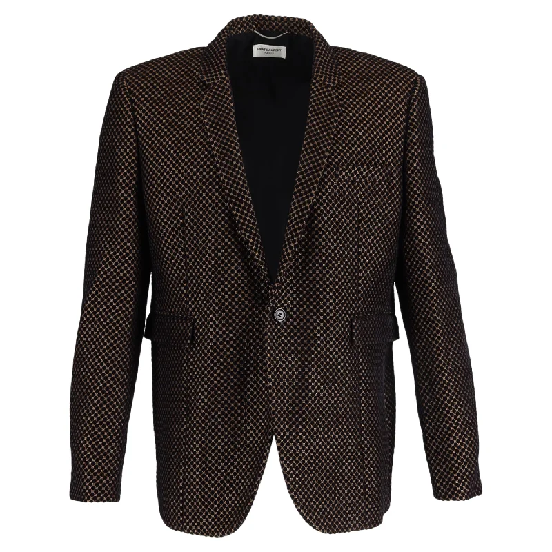 Men's Coats with Snap ButtonsSaint Laurent Tuxedo Blazer in Multicolor Polyamide